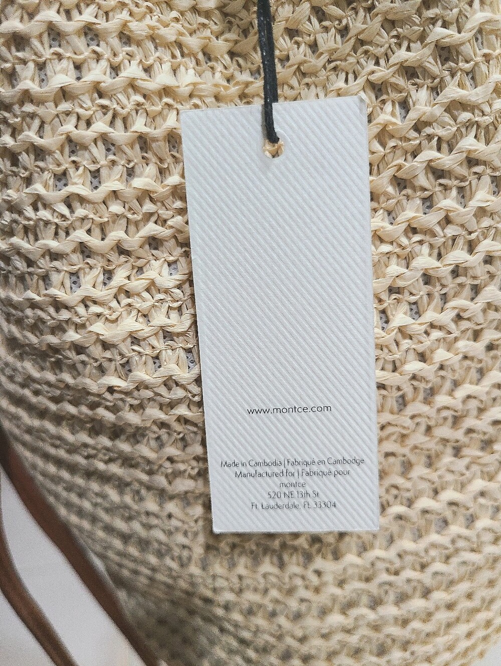 Montce Ali Woven Straw Bucket Bag Ivory & Chestnut Brown NWT - Picture 7 of 14